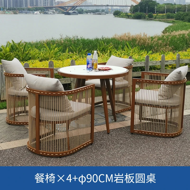 YFY  outdoor rattan sofa courtyard open-air hotel leisure dining chair garden waterproof coffee table combination