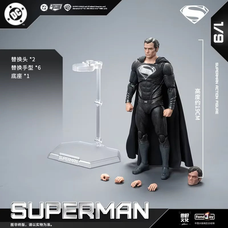 【In Stock】 Fondjoy Black Superman 2.0 Figure Dc Zack Snyder'S Justice League Figures 1/9 Super Man Pvc Model Doll Joint Movable