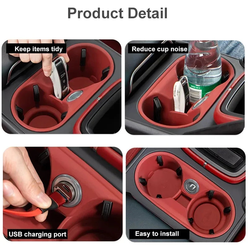 For Porsche Cayenne 2024 -2026 Silicone Car Cup Holder Center Console Organizer Anti Spill- Drink Holder Insert Auto Accessories