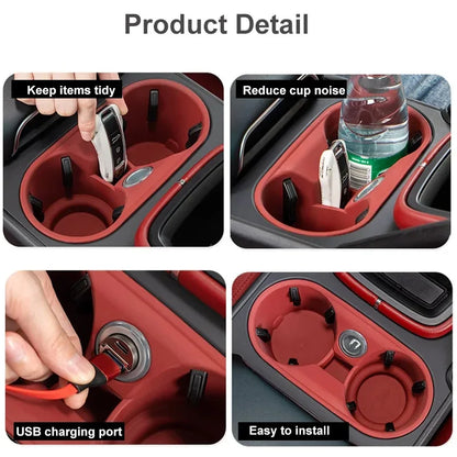 For Porsche Cayenne 2024 -2026 Silicone Car Cup Holder Center Console Organizer Anti Spill- Drink Holder Insert Auto Accessories