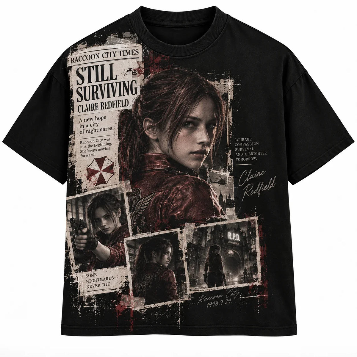 Ada Wong Graphic T‑Shirt, Resident Evil Y2K Streetwear Tee, Vintage Game Character Print Casual Loose Unisex Short Sleeve Top