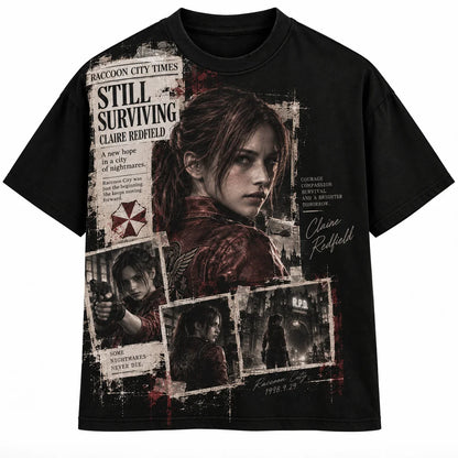 Ada Wong Graphic T‑Shirt, Resident Evil Y2K Streetwear Tee, Vintage Game Character Print Casual Loose Unisex Short Sleeve Top