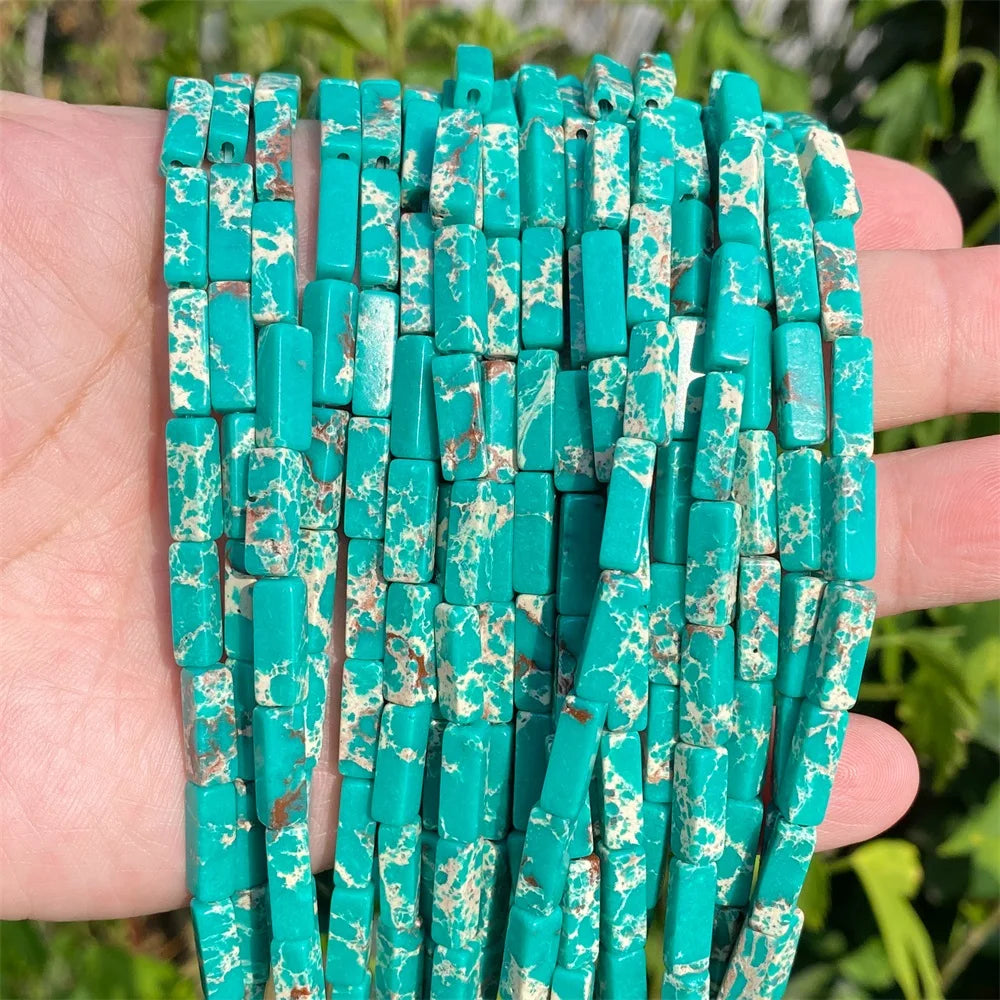 4x13mm Natural Stone Tube Rectangle Sea Sediment Lapis Lazuli Opal Amethysts Quartz Beads for Jewelry Making DIY Bracelet