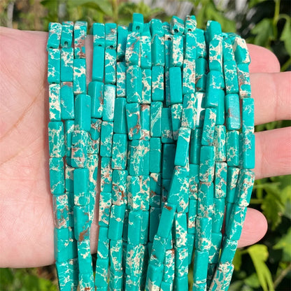 4x13mm Natural Stone Tube Rectangle Sea Sediment Lapis Lazuli Opal Amethysts Quartz Beads for Jewelry Making DIY Bracelet