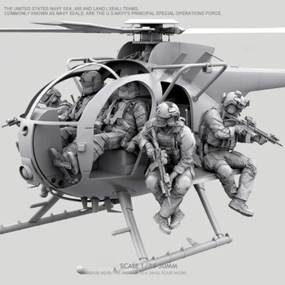 1/35 Resin Model Kit  Marine Corps Helicopter Scene with Soldier Figures Unpainted Unassembled GK Kit for Military Diorama Hobby