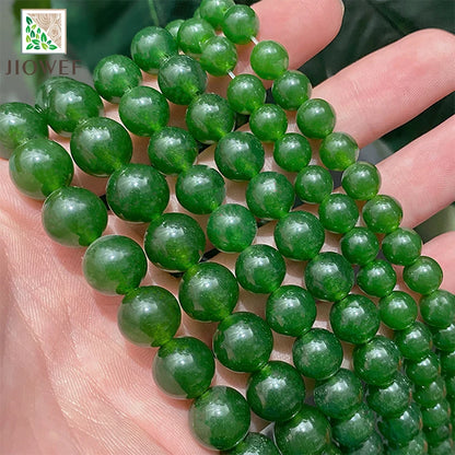 Green Taiwan Jades Chalcedony Round Loose Natural Stone Beads for Jewelry Making 15" Strand DIY Charms Bracelet 10/12/14mm