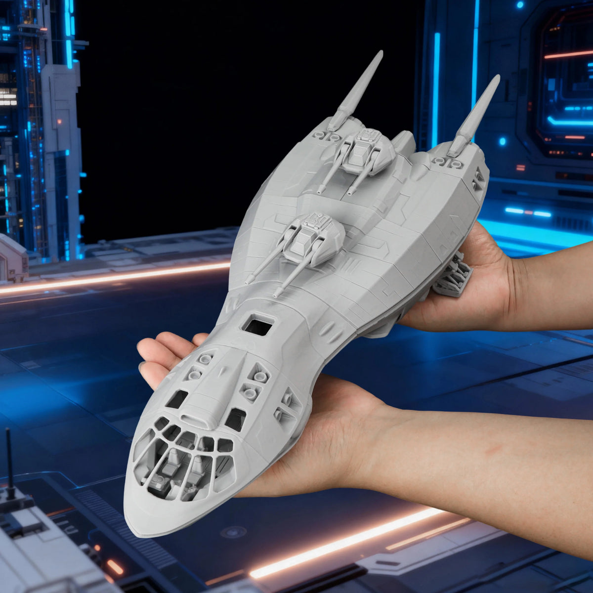 Sci-Fi Scout Ship Miniature – RPG Terrain Accessory for Space Exploration & Tabletop Roleplay, Collectible Gift for Gamers