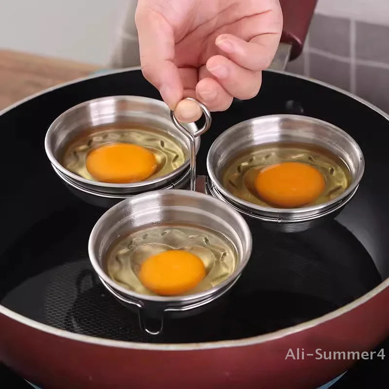 Stainless Steel Egg Poacher Poaching Pan Mould Egg Steamer Steamed Egges Mold Hoousehold Kitchen Cooking Tool Gadget