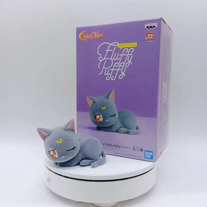 Bandai Sailor Moon  Anime Figure Luna Artemis Cat Model Statue Kawaii Cute Collection Desktop Decoration Doll Toy Birthday Gift