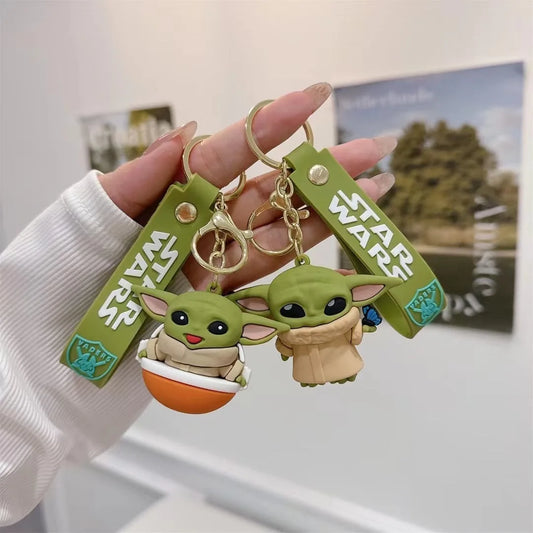 1/4 style Star Wars Keychain Master Yoda Baby Figure Pendant Keyring for Backpack Car Key Chain Accessories Kids Toy Gifts