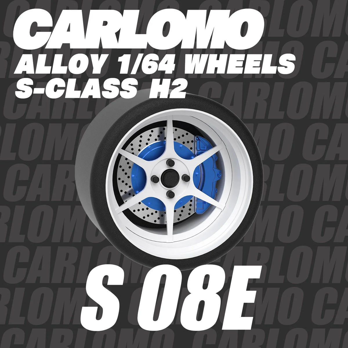 Carlomo S-Class Brand New 1/64 Alloy Wheels Rubber Tires with Brake Disc Assembly Rims for Model Diecast Car for model cars