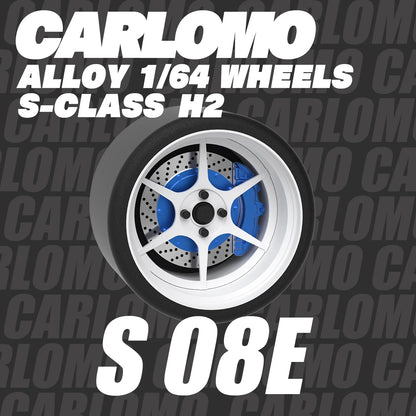 Carlomo S-Class Brand New 1/64 Alloy Wheels Rubber Tires with Brake Disc Assembly Rims for Model Diecast Car for model cars