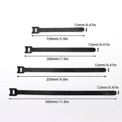 Releasable Cable Ties Wire Organizer Black 15 20 25 30cm Nylon Hook Loop Straps Wrap Zip Bundle Bandage Tie Plastics Fastening