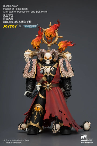 JOYTOY Warhammer 40k 1/18 Action Figures Black Legion Master of Possession with Staff of Possession and Bolt Pistol