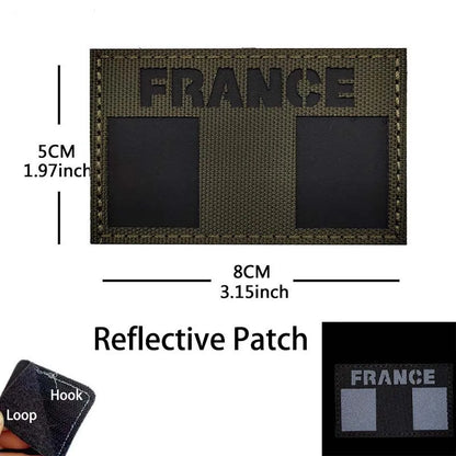 France Flag Patch Clothes Applique Embroidery Morale Emblem,IR Reflective Patches Military Armband Stickers Tactical Badge