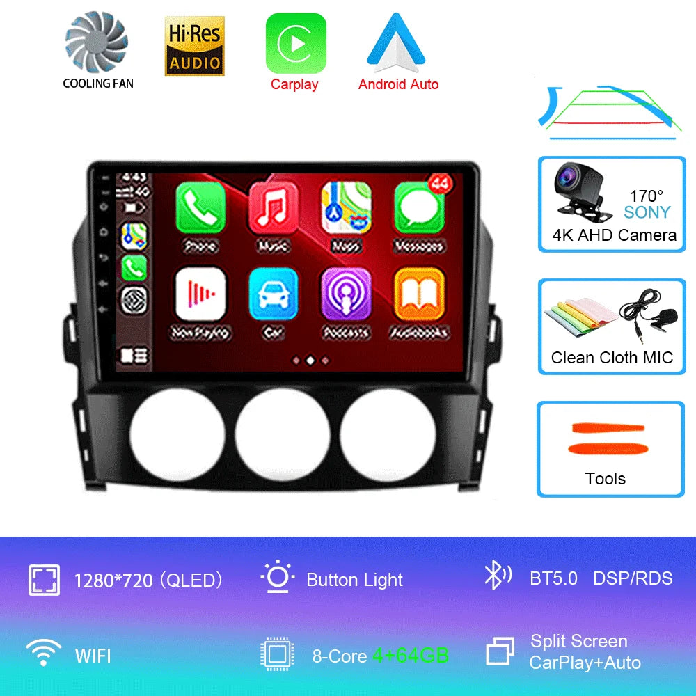 Android 16 Auto Car Radio Video Multimedia Player For Mazda Mx5 2005 - 2012 Navigation GPS Autoradio Head Unit Monitor Carplay
