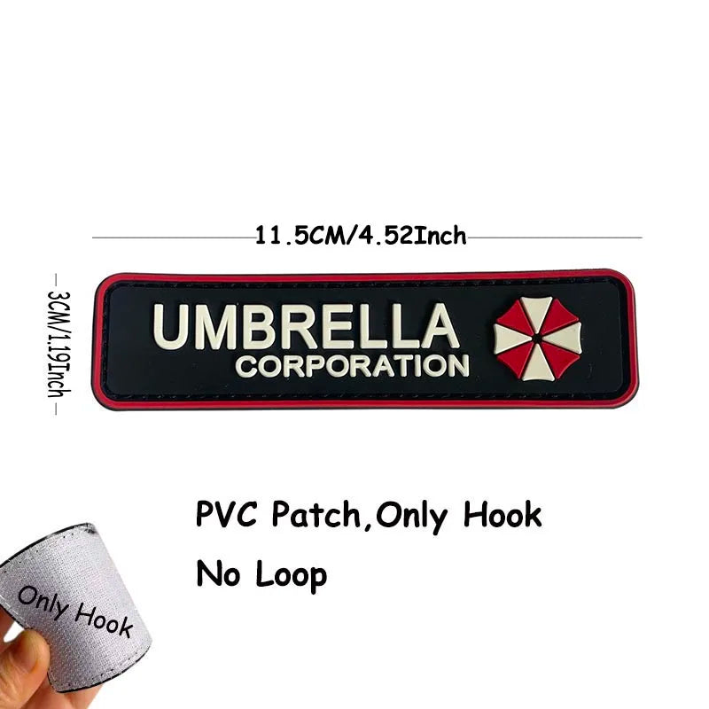 1PC,2PCS/ Umbrella Corporation PVC Rubber Morale Emblem,Biohazard Insignia Applique Embroidered patches,Tactical Backpack Badges