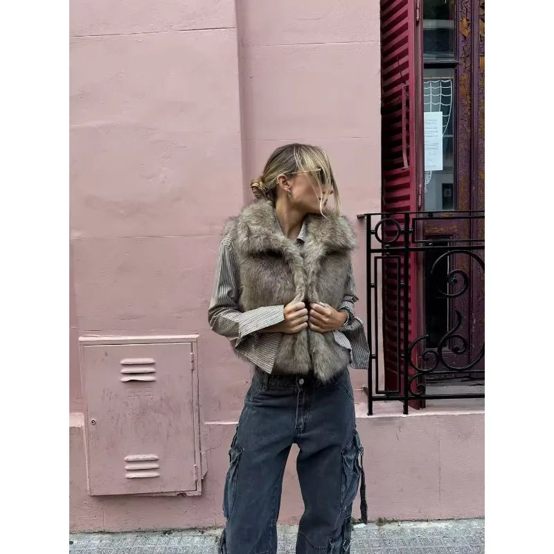 Women's Clothing Autumn Fur Vest Y2k New Streetwear Trendy Vests Tank Tops Faux Fur Tops Winter Coat Women Fur Coat Jackets