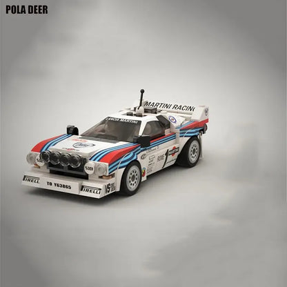 Poladeer 244PCS DIY MOC-Lancia 037 Martini Rally Car Building Blocks DecompressionSmall Particles Toy Assembly Puzzle Model Gift