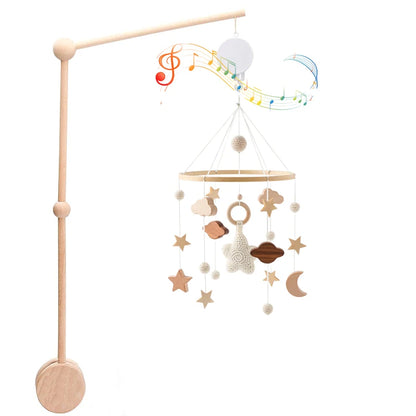 Let's Make Baby Rattle Toy 0-12 Months Wooden Mobile Newborn Music Box Bed Bell Hanging Toys Holder Bracket Infant Crib Toy Gift