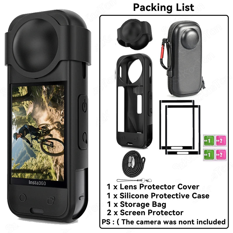 For Insta 360 X5 Camera Protective Accessory Kit Lens Guard/Silicone Protective Cover/Screen Protectors/Camera Case