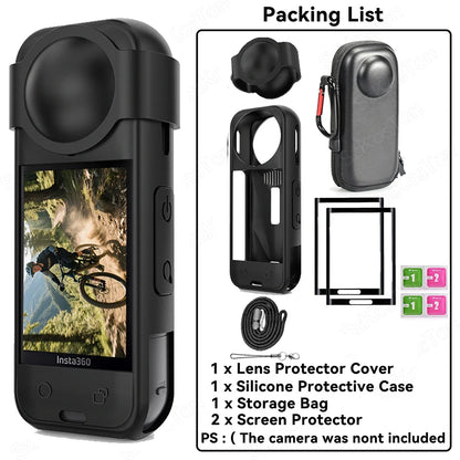 For Insta 360 X5 Camera Protective Accessory Kit Lens Guard/Silicone Protective Cover/Screen Protectors/Camera Case