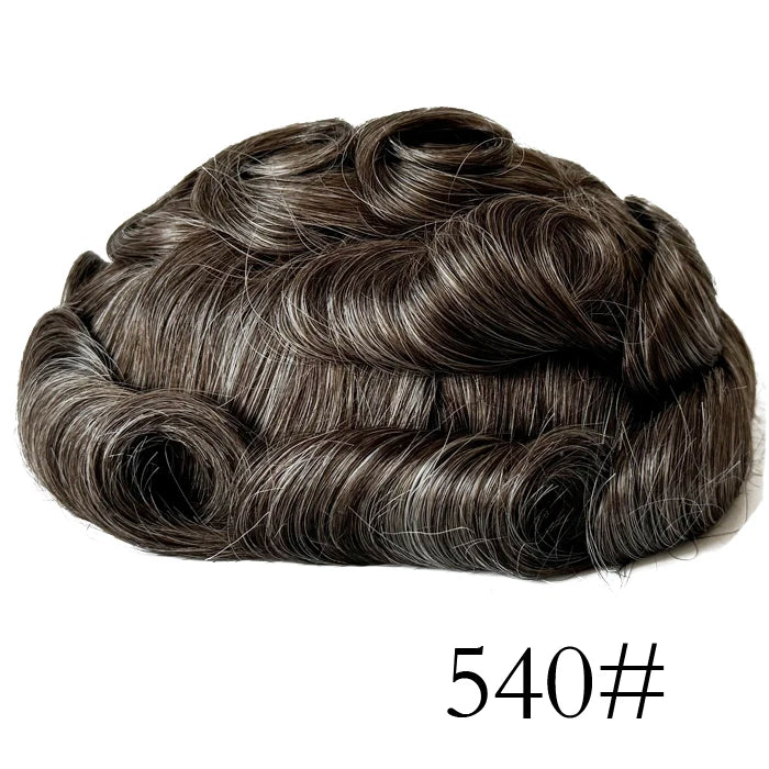 0.08mm Thickness PU Poly Base Double Knotted Toupee Human Hair Durable Time Long Lifespan Men's Capillary Prothesis