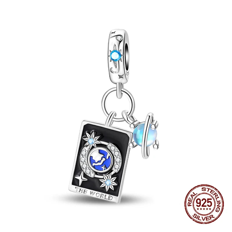 100% 925 Sterling Silver Tarot Collection Pendant DIY Hourglass Beads Fit Pandach Original Bracelet Women Jewelry Birthday Gift