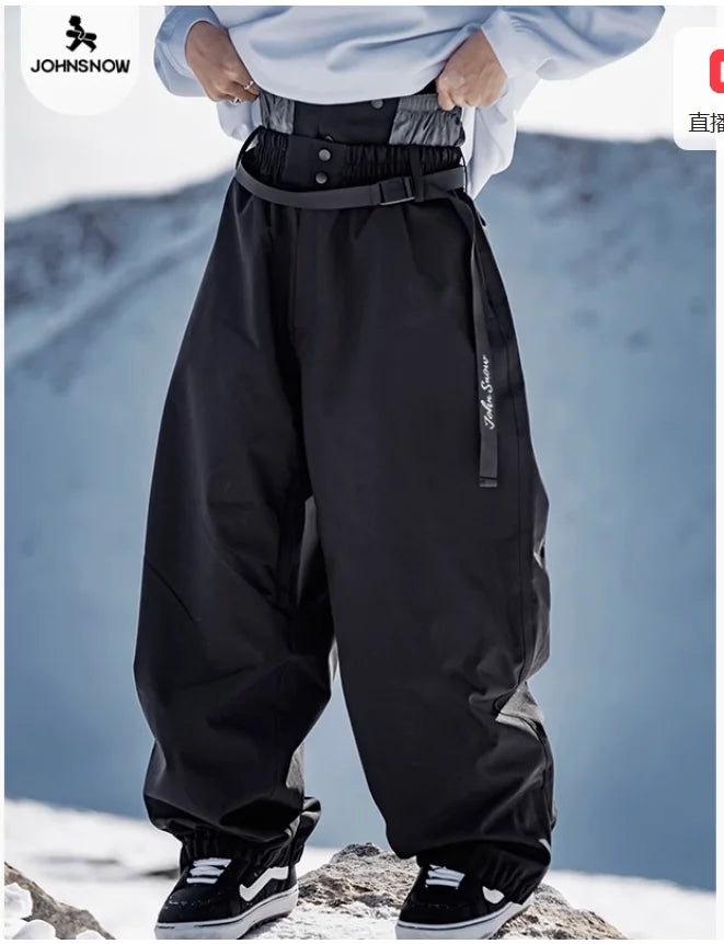 John Snow Winter Women And Men's Waterproof Ski Pants Outdoor High Quality Breathable Loose Snow Trousers Ski Snowboarding Pants