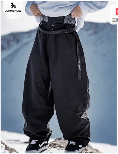 John Snow Winter Women And Men's Waterproof Ski Pants Outdoor High Quality Breathable Loose Snow Trousers Ski Snowboarding Pants