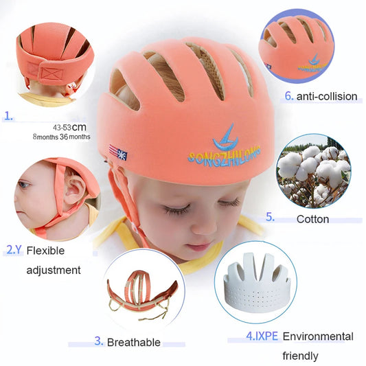 Baby Helmet Cap Newborn 6 18 Month Toddler Kids Adjustable Anti-impact Helmet Safety Baby Crawling Walking Head Protection Cap