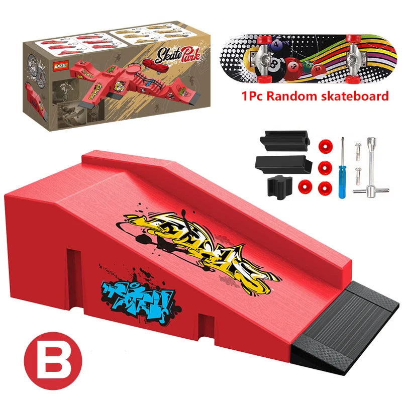 Finger Skateboard Children Toys Finger Sports Field Training Props Park Ramp Railings Slope Model Finger Skateboard Games
