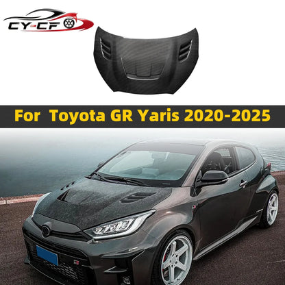 Real Carbon Fiber Front Engine Hood For Toyota GR Yaris GXPA16 Car Front Engine Hood Bonnet Air Vent Cover Bodykit FRP 2020+