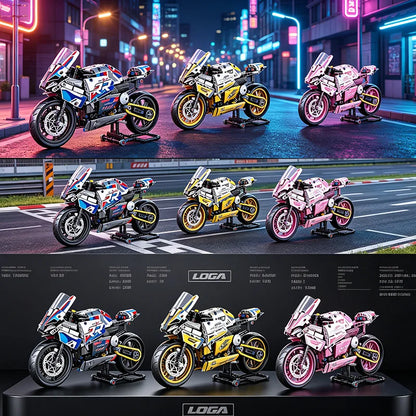 MOC Creative Mechanical Motorcycle Building Blocks Racing Car Simulation Model Ornament DIY Puzzle Toy for Birthday Gift