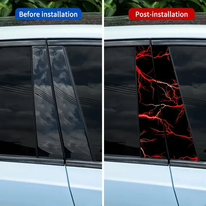 2-Piece bold red lightning wave vinyl car decal easy to stick on glass and metal surfaces
