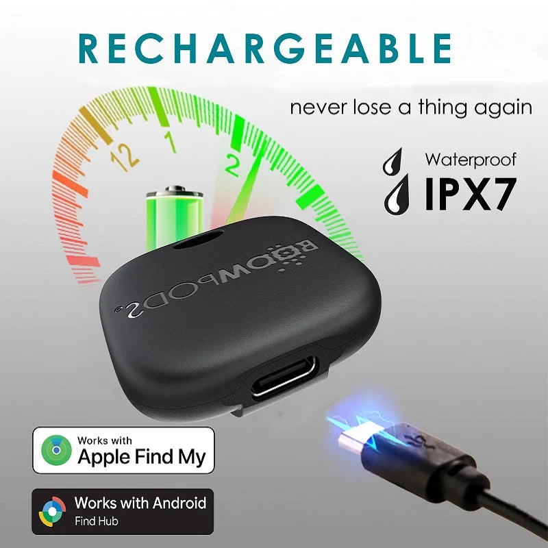 IOS/Android Mini GPS Tracker Rechargeable Anti-Lost Reminder Smart Air Tag Bluetooth Find my Locator Child Luggage Wallet Finder