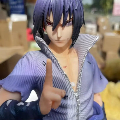 33cm Naruto Uchiha Sasuke Anime Figure GK Double Head Carving Collectible Decor Desktop Ornament Statue Model Toy Fans Gift