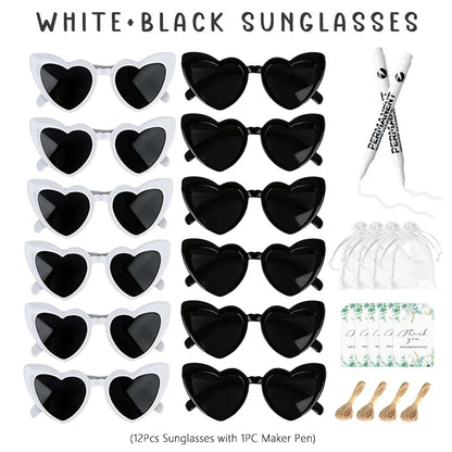 12-100Pcs Wedding Sunglasses for Guests Heart Shaped Sunglasses Bachelorette Party Glasses Bridal Shower Party Favors Photo Prop