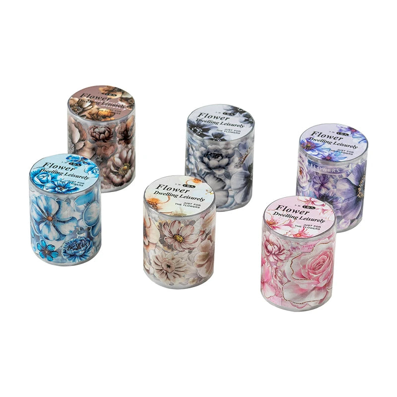 JIANQI 50mm*2m PET Plant Large petals tape Sticker Decorative collage Adhesive Diy Scrapbooking hand made Masking tape