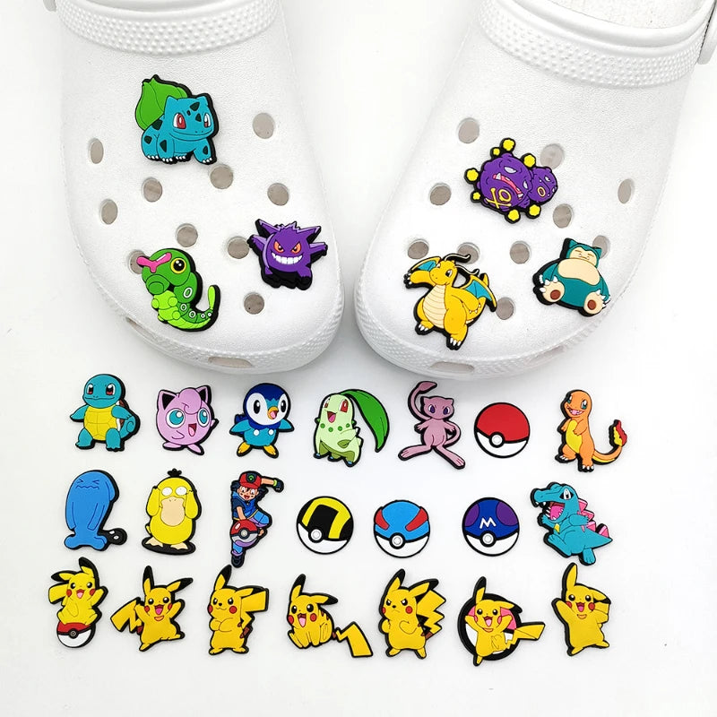 27PCS/set Pokemon Shoe Charms Cute Cartoon  For Clogs Sandals Bag Funny Shoe Accessories Party Gifts For Women Men