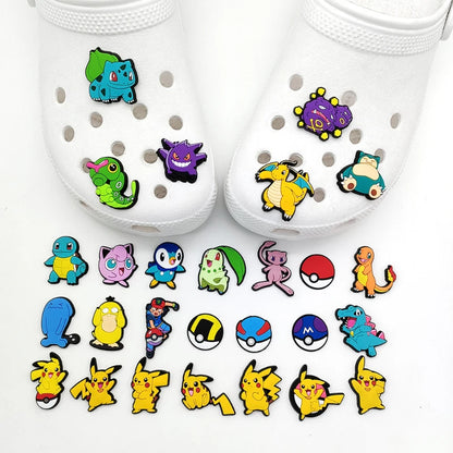 27PCS/set Pokemon Shoe Charms Cute Cartoon  For Clogs Sandals Bag Funny Shoe Accessories Party Gifts For Women Men