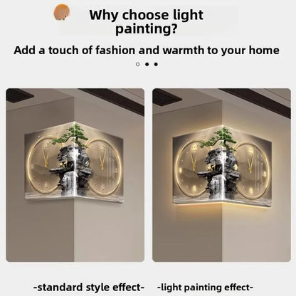 Modern Double Sided Corner Wall Clock Living Room Decoration LED Clock Mural Lamp Restaurant Background Wall Digital Wall Watch