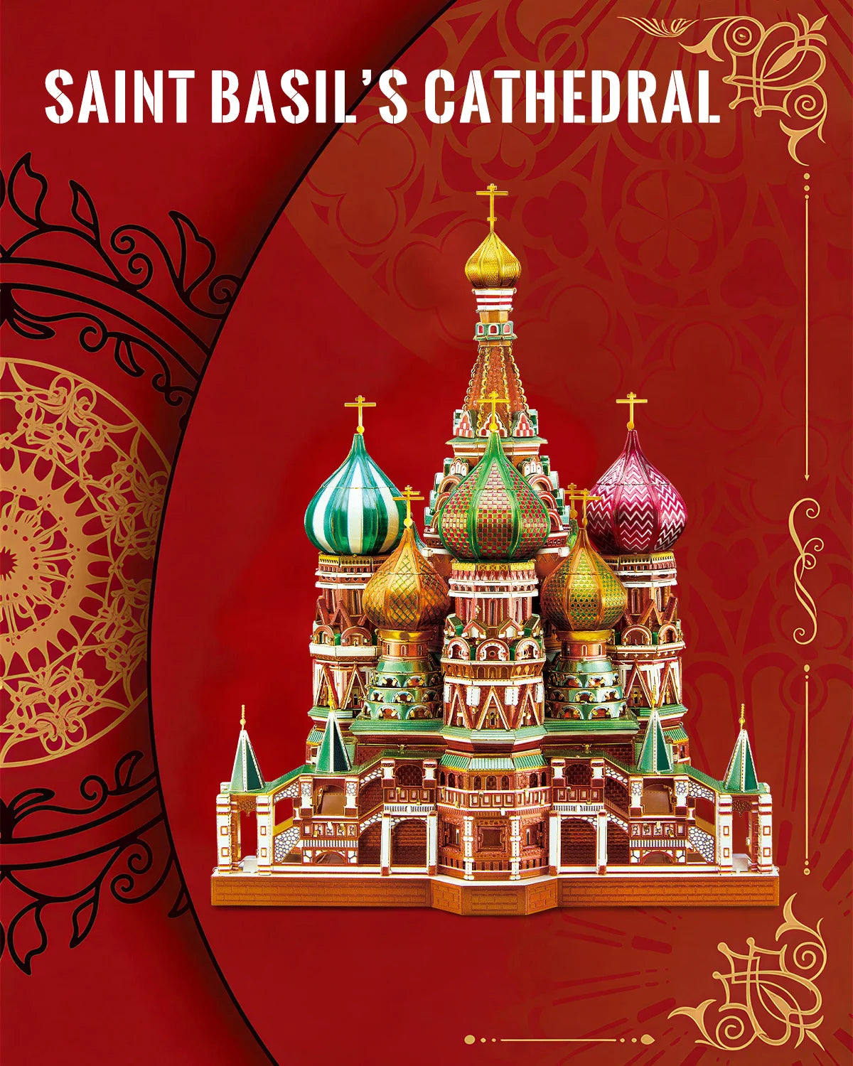 Piececool 3D Metal Model Kits Saint Basil's Cathedral 3D Metal Puzzle Model Building Kits for Adults Brain Teaser DIY Model Gift