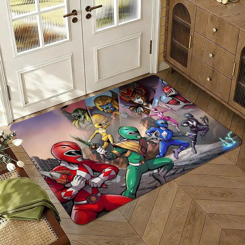 TV M-Mighty M-MorphinS Power Rangers Thickened Absorbent Non-Slip Floor Mat Bedroom Living Room Door Mat Flannel Rug