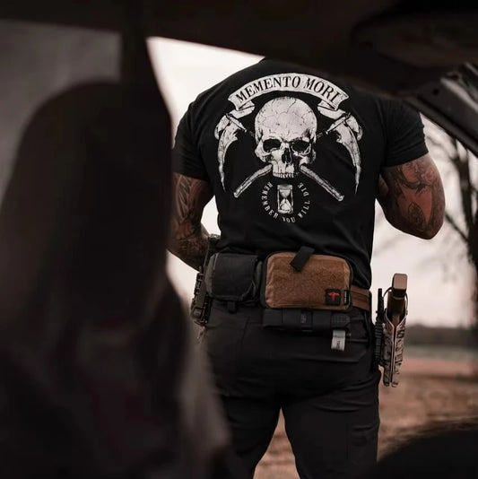 2026 New Vintage Retro Memento Mori Print Short Sleeve Streetwear Men's T Shirt Top