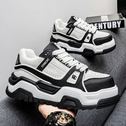 Men's Thick-Soled Height-Increasing Casual Sports Shoes, Low-Top Lace-Up Style, Wear-Resistant Sole, Comfortable and Anti-Slip,
