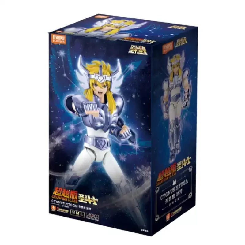 BLOKEES Saint Seiya 40TH Gold Saint EX Cygnus Hyoga Pegasus Seiya Buildable Statue Spare Hands Golden Paint Collectible Toy Gift