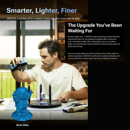 SHINING 3D Scanner EINSTAR 2 Wireless 3D Scan High Accuracy Support Marker-Free Scanning 17 Blue Laser Line/NIR Light