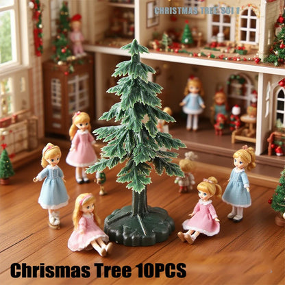 10PCS Miniature Chrismas Tree Simulation Pine Trees DIY Chrismas Decoration For Dollhouse Desktop Scene Layout New Year Kid Gift