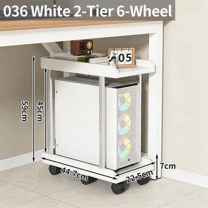Adjustable Height Mobile CPU Stand Printer Shelf With Wheels Strong Load Capacity For Desktop Computer Tower Printer Office Use